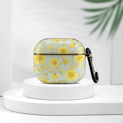 Yellow Flower 3 Case Cover and Keychain,Wireless Charging Compatible with 3rd Generation Case Portable Shockproof Protective Cover for Women Men