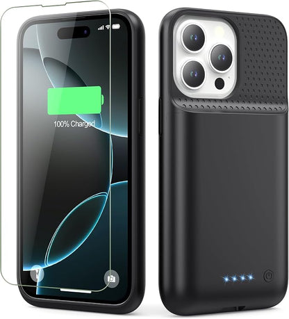 Battery Case for iPhone 16 Pro, Upgraded 7500mAh Portable Charging Case, Ultra-Slim Lightweight Powerful Extended Battery Pack for iPhone 16 Pro (6.3 inch)-Black