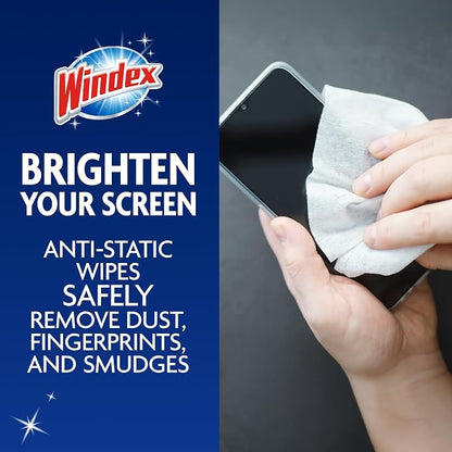 Windex Electronic Cleaning Wipes, Pre-Moistened Screen Wipes for TVs, Phones, and Other Electronics, Resealable for a Freshness Lock, 25 Count