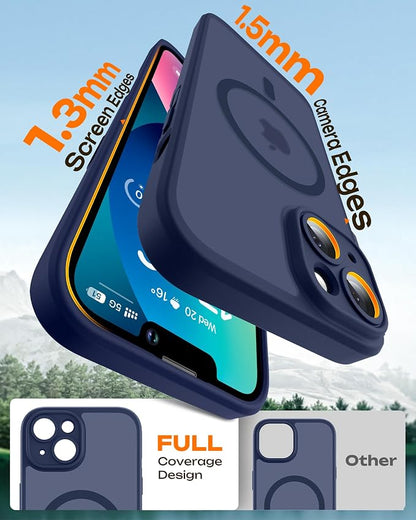 TOCOL Magnetic for iPhone 13 Case, Upgraded Full Camera Protection, Compatible with Magsafe, Drop Protection, Translucent Matte Back Bumper Phone Cover 6.1-Inch (Dark Blue)