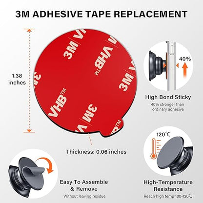 APPS2Car 3M Adhesive Pads-2pcs 70mm Round & 6pcs 35mm (1.38 inches) Round, 70mm Dashboard Pad Mounting Disk for Car Suction Cup, 1.38" VHB Sticky Tape for Phone Collapsible Grip & Stand