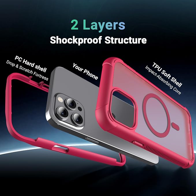 jaroco Magnetic for iPhone 12 Pro Max Case, [Compatible with MagSafe][Military Grade Drop Protection][Heavy Duty Protection][Non-Slip][Shockproof] 2-Layer Durable Bumper Phone Case 6.7''-Rose