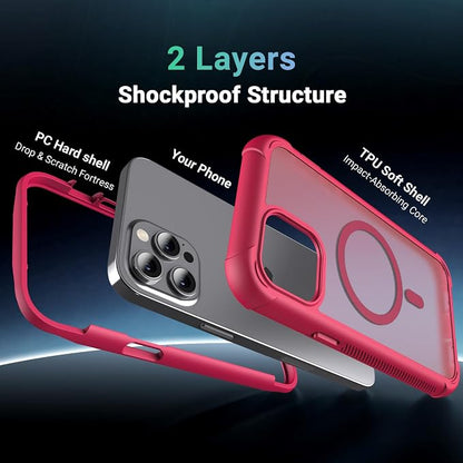 jaroco Magnetic for iPhone 12 Pro Max Case, [Compatible with MagSafe][Military Grade Drop Protection][Heavy Duty Protection][Non-Slip][Shockproof] 2-Layer Durable Bumper Phone Case 6.7''-Rose