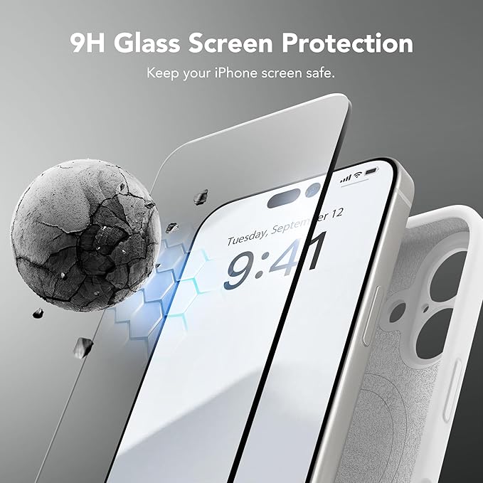 Magnetic for iPhone 17 Case, Compatible with MagSafe, [Full Camera Protection][Screen Protector] Silicone Shockproof Protective Phone Case for iPhone 17 6.3", White