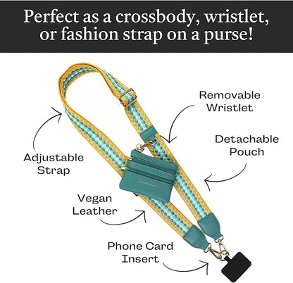 Save the Girls Original Clip and Go Phone Strap Pattern - Crossbody Phone Strap Chain with Zipper Wallet Pouch