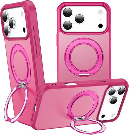 360° Magnetic Swivel Ring for iPhone 17 pro case, Built-in Metal Stand and Ring Holder, Magsafe Compatible, Military Grade Protection, Shockproof - Rose Pink