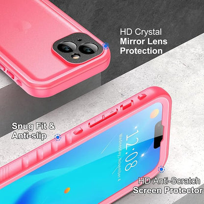 SPORTLINK Compatible with iPhone 13 Pro Max Waterproof Case - Built in Screen Protector Full Body Shockproof Dustproof IP68 Waterproof Case for iPhone 13 Pro Max 6.7 Inch Pink