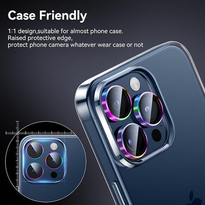 WSKEN for iPhone 15 Pro/iPhone 15 Pro Max Camera Lens Protector,[Keep Original Shooting] Shatterproof 9H Tempered Glass Camera Screen Protector Metal Ring Cover Film Accessories,Colorful