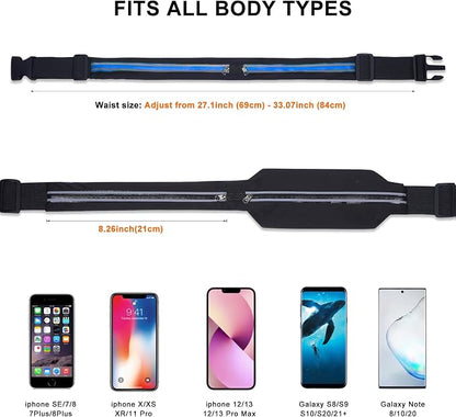 2 Pack Running Belt Fanny Packs for women and men,Belt Bag for Hiking Cycling Workout,Reflective Fanny Packs for Men Runners Belt Compatible with iPhone13,12 pro,Travelling Money Phone Holder