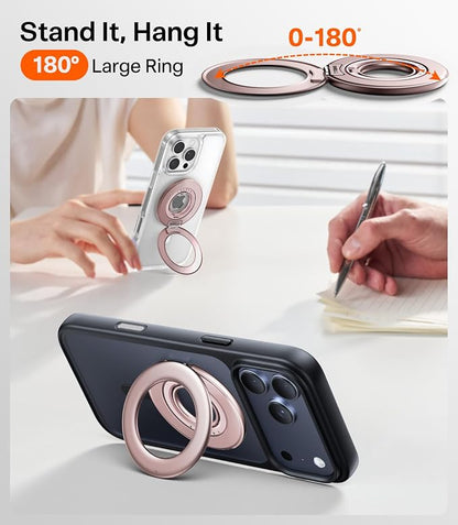 TORRAS 2025 Flagship Magnetic Phone Grip Ring Holder Kickstand [2-Sided Magnetic] [360 Rotation] Fit for MagSafe Accessories for iPhone 17 16 15 14 13 12 11 Samsung, Google, Dusty Rose Gold