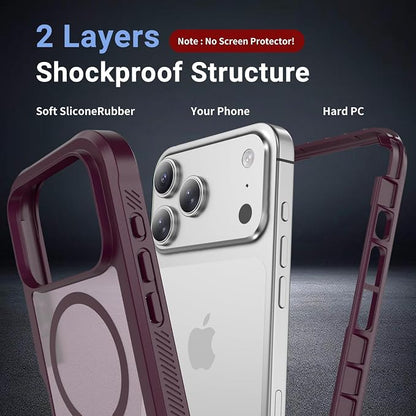 jaroco Magnetic for iPhone 17 Pro Max Case, [Compatible with MagSafe][Military Grade Drop Protection][Heavy Duty Protection][Non-Slip][Shockproof] 2-Layer Durable Bumper Phone Case 6.9''-Wine Red