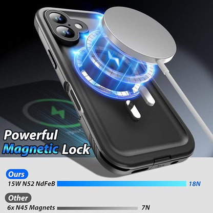 SPORTLINK for iPhone 16 Plus Case - IP68 Waterproof Military Protective Full Body Heavy Duty Shockproof 360 Sealed Dustproof with Camera Screen Protector Cover for i Phone 16 Plus 6.7" Mag/Black