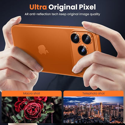 WSKEN for iPhone 17 Pro Max Camera Lens Protector - [Military Grade Shatterproof] [Strong Adhesion] Metal Aluminum Alloy Tempered Glass Camera Screen Protector, Orange Titanium