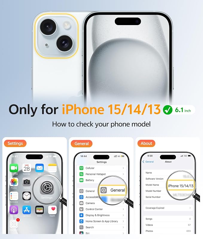 FNTCASE for iPhone 15/14/13 Case, Fit for Magsafe, Glass Screen Protector | Translucent Matte, Magnetic Phone Cases, 14FT Military Grade Drop Protection, Slim Shockproof Protective Cover, Gray