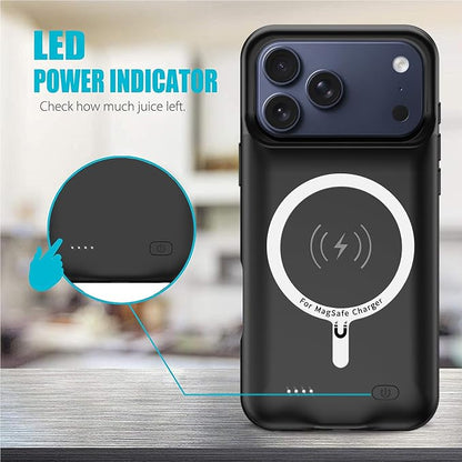 Battery Case for iPhone 17 Pro Max, 12000mAh Capacity Portable Charger Case Rechargeable Smart Battery Pack Compatible with iPhone 17 Pro Max 6.9 inch Charging Cover Support Wireless Charging (Black)
