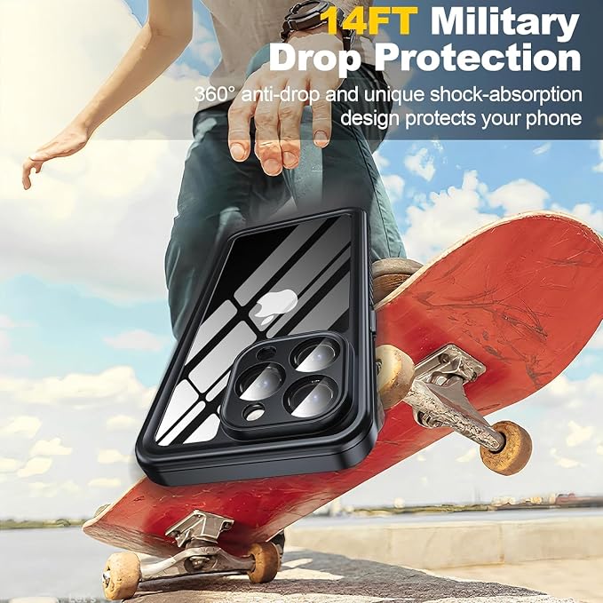 for iPhone 15 Pro Case Waterproof, Built-in Privacy Screen & HD Screen Double Front Frame [IP68 Underwater] Shockproof Dustproof Full Body Protection iPhone 15 Pro Phone Case Pink