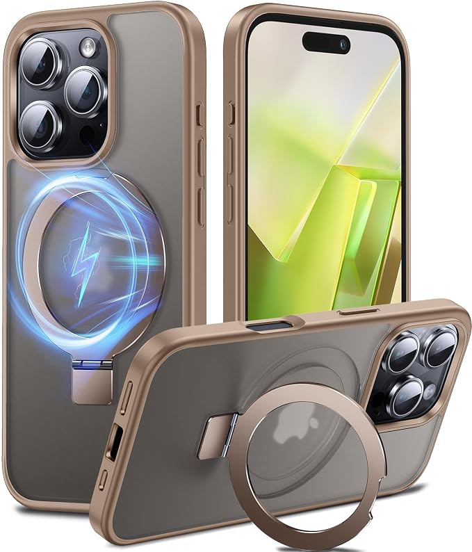 Chicfun 3-in-1 [Magnetic+Kickstand+Ring Holder] for iPhone 16 Pro Max Case with Stand Ring Holder,Compatible with MagSafe, Military Shockproof Kickstand Case 16 Pro Max Desert Titanium