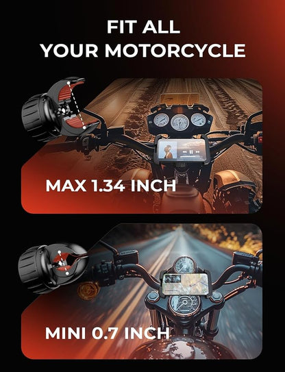 LISEN Motorcycle Phone Mount [2025 Upgrade] Bike Phone Mount- Motorcycle Handlebar Cell Phone Clamp, Scooter Phone Clip for iPhone 16 Pro Max/Plus, 15 Pro Max, S9 S10 and 4.7" to 6.8" Smartphones