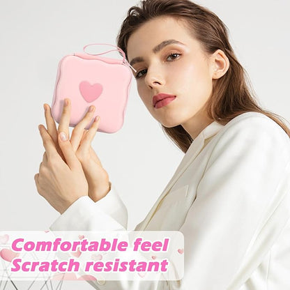 CameCosy Phone Charger Storage Case Cover Sets with Cable Protector for iPhone Charger, Wave Travel Storage Bag, Earphone Wire Saver Cable Organizer Soft Cute Cable Protector (Pink Love Heart)