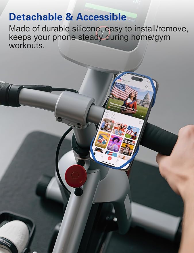 Detachable Bike Phone Mount, Universal Bicycle Phone Holder- 360° Rotatable, Silicone Bicycle Phone Holder for 16 Pro Max / 15, S10 and More 4.7-6.8" Phone, Blue