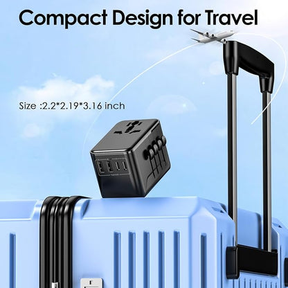 JMFONE Universal Travel Adapter with Type D Plug(India & Most Africa), International Travel Adapter with 3 USB-C & 2 USB-A, 30W Fast Charging 2500W AC Outlet, Travel Plug Adapter for 200+ Countries