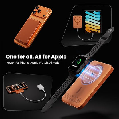 Qi2 Certified Magnetic Power Bank 10000mAh, 15W Fast Wireless Charger, Ultra-Slim LiFePO4 Battery Pack with 20W PD USB-C, Portable Charger for iPhone 17-12, Apple Watch & AirPods