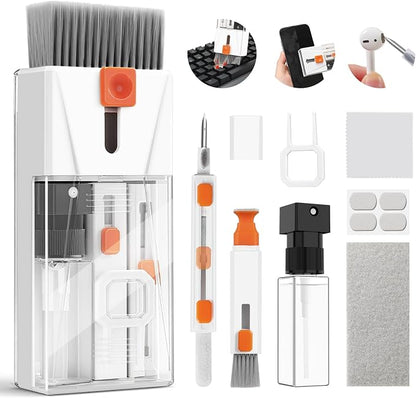 Professional Keyboard Cleaner Laptop Cleaning Kit - Keyboard Cleaning Kit for Computer MacBook iPhone AirPods iPad - Laptop Cleaner with Retractable Brush, 15ml Spray, Microfiber Cloth, Keycap Puller