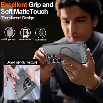 For Samsung Galaxy S26 Ultra Case with Kickstand,1*Screen Protector,[Compatible with Magsafe]Translucent Matte Military-Grade Protection,Magnetic Phone Case for Samsung Galaxy S26 Ultra,6.9"-Gray