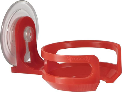 Bath & Shower Portable Cupholder Caddy for Beer & Wine Suction Cup Drink Holder, Red