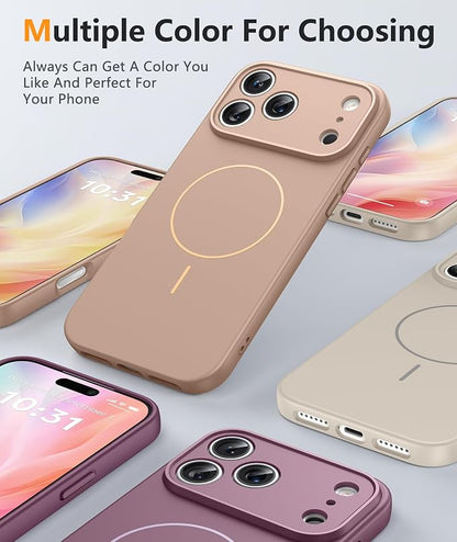 FNTCASE for iPhone 17 Pro Max Case: [Compatible with Magsafe] Integrated Silicone Phone Cases with [Full Camera Protection] [Screen Protector] Military Grade Shockproof Protective Cover - Full Gold
