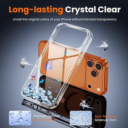 3 in 1 for iPhone 17 Pro Case Clear Printed Design | Yellowing-Resistant Acrylic Back, Screen Protector *1 & Camera Lens Protector*1, Military-Grade Protection
