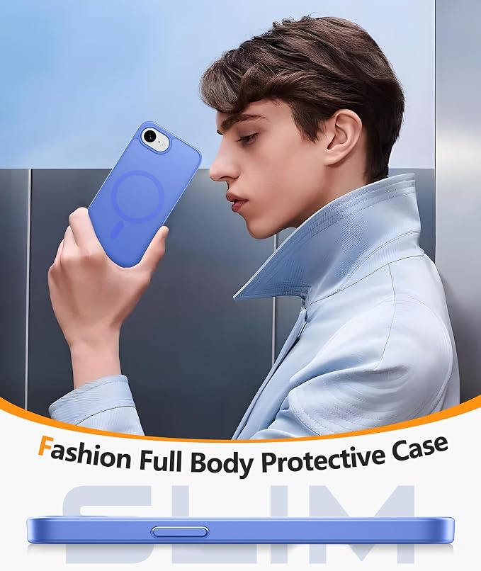 FNTCASE for iPhone 17e/ iPhone 16e Case, Fit for Magsafe, Screen Protector | Matte Magnetic Back, 14FT Military Grade Drop Protection, Shockproof Protective Phone Cover, Full Ultramarine