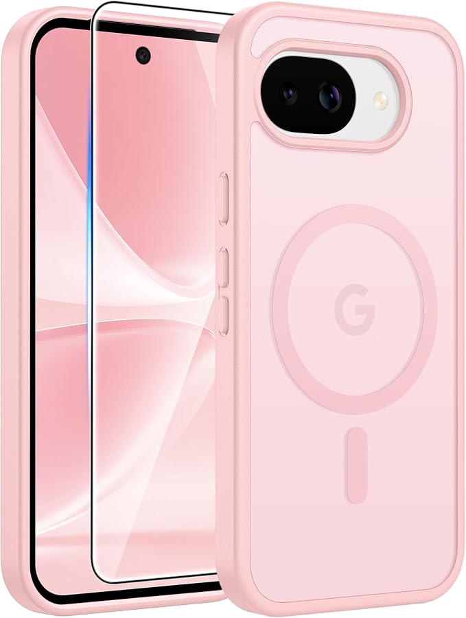 FNTCASE for Google Pixel 10a Case: [Compatible with Magsafe] Translucent Matte Cases with [Screen Protector] Military Grade Shockproof Protective Magnetic Phone Cover for Pixel 10A - Light Pink