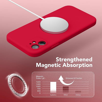 Magnetic for iPhone 11 Phone Case Silicone, Compatible with MagSafe, [Full Camera Protection][Screen Protector] Slim Shockproof Protective Case for iPhone 11 6.1", Red