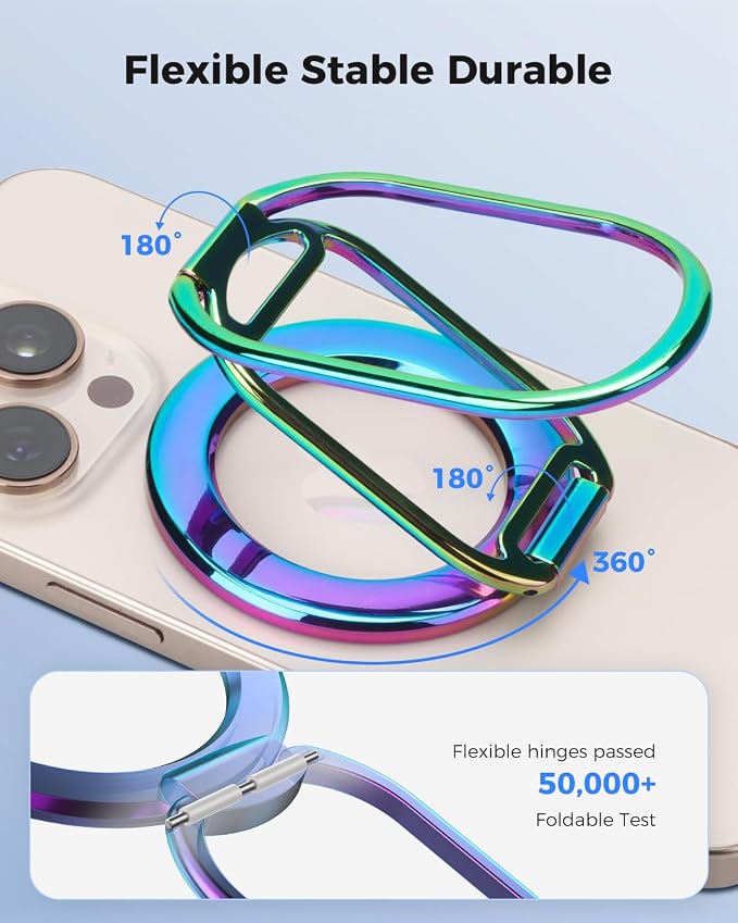 SUPERONE [2025 Upgraded] Mag Safe Phone Ring Holder, Adjustable Magnetic Kickstand & Removable Phone Grip Compatible with Wireless Charging Only for iPhone 17 & 16 & 15 & 14 & 13 Series (Colorful)