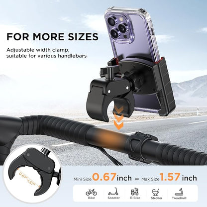 Miracase Bike Phone Holder, [Support Video Recording] Motorcycle Phone Mount, [Quick Lock] Bicycle Phone Mount Handlebar Cell Phone Clamp for Scooter, Friendly Compatible with iPhone Samsung Red