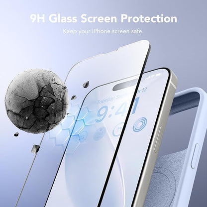 GONEZ Magnetic for iPhone 15 Pro Case, Compatible with MagSafe, [Screen Protector + Camera Lens Protector], Silicone Shockproof Anti-Scratch Protective Phone Case 6.1 inch, Baby Blue