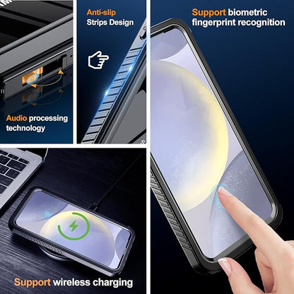 Hualele Galaxy S25 Case Waterproof, Built in Lens & Screen Protector Rugged Full Body Heavy Duty Protective Shockproof IP68 Underwater Case for Samsung Galaxy S25 Black/Clear