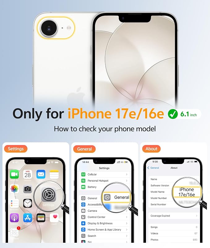 FNTCASE for iPhone 17e/ iPhone 16e Case, Fit for Magsafe, Screen Protector | Translucent Matte Magnetic Back, 14FT Military Grade Drop Protection, Shockproof Protective Phone Cover, Off White