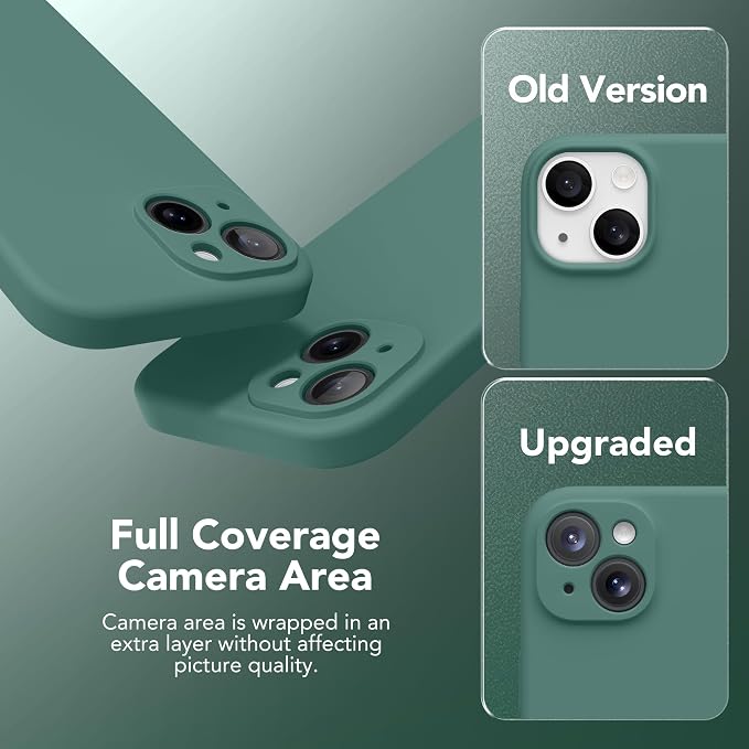 Magnetic for iPhone 13 Case, Compatible with MagSafe, [Full Camera Protection][Screen Protector] Silicone Shockproof Protective Phone Case for iPhone 13 6.1", Midnight Green