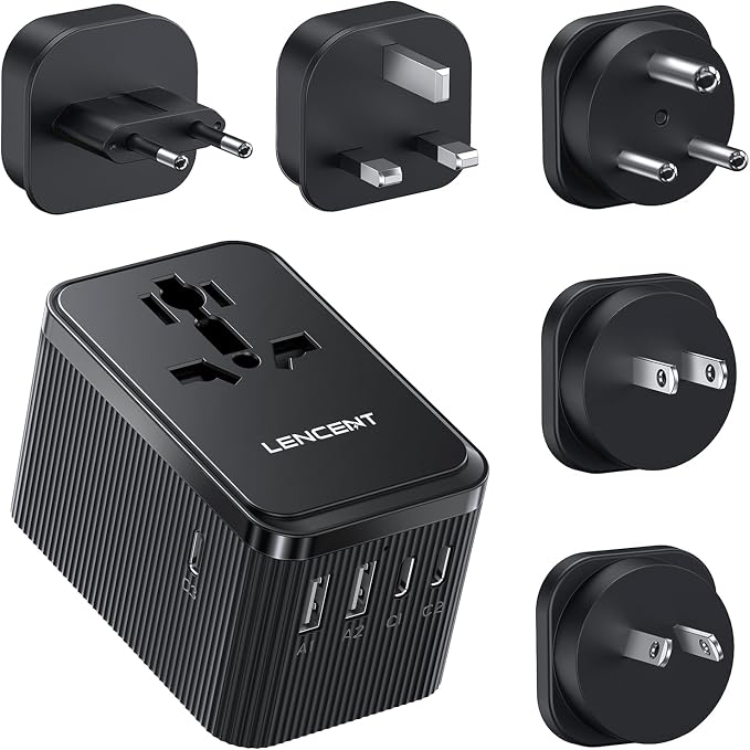 LENCENT 28W Universal Travel Adapter Kit(3 USB C 2 USB A), Type D/G/C/I/A | Worldwide Charger, International Power Adaptor for Europe UK Maldives Sri Lanka India Nepal Ghana Zimbabwe Tanzania Nigeria