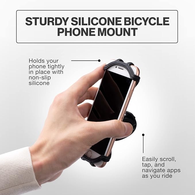 TeamObsidian Bike Phone Mount [ Size L] Made of Durable Non-Slip Silicone. Rotatable Mobile Cellphone Holder/Universal Cradle for All Bicycle Handlebars and 99% of Smartphones: