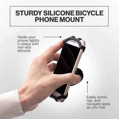 TeamObsidian Bike Phone Mount [ Size L] Made of Durable Non-Slip Silicone. Rotatable Mobile Cellphone Holder/Universal Cradle for All Bicycle Handlebars and 99% of Smartphones: