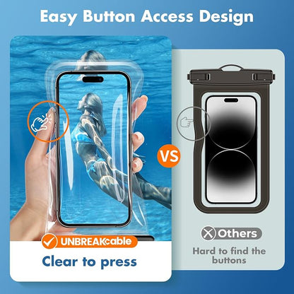 UNBREAKcable Waterproof Phone Pouch-2 Pack IPX8 Waterproof Phone Case for iPhone 16 15 14 13 12 11 Pro Max & Samsung S25 S24 S23-Dry Bag & Travel Essentials for Beach, Pool, Kayak & Cruise-7"