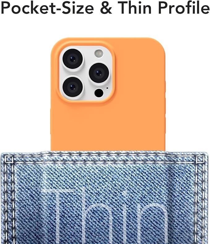 for iPhone 15 Pro Max Case Silicone Compatible with Magsafe Case, Ultra Slim Thin Magnetic Phone Cases Mag Safe, Cute Soft Rubber Gel Matte Plain Wireless Charging Cover for Women, Neon Orange