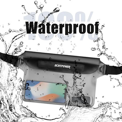 ECHTPower 2-Pack Waterproof Pouch Bag, Waterproof Fanny Pack, Waterproof Dry Bag with Adjustable Waist Strap for Beach Swimming Kayaking Floating Boating