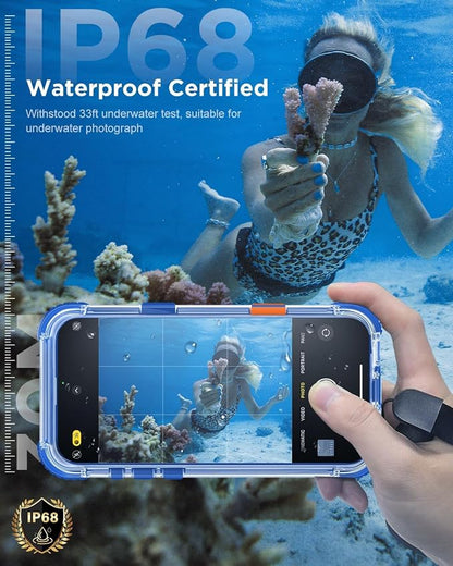 for iPhone 16 Plus Waterproof Case with Magsafe, Built-in [Camera & Screen Protector] [Lanyard], IP68 Water Proof Full Body Dustproof Heavy Duty Frosted Protective Phone Cover, 6.7" Blue