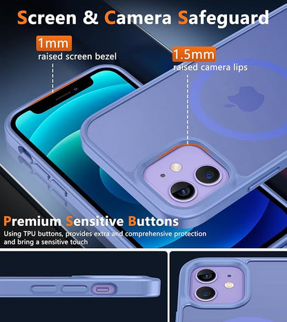 FNTCASE for iPhone 12 Phone Case: for iPhone 12 Pro Magnetic Matte Textured Military Grade Drop Protection Translucent Cell Phone Cover - Slim Durable Shockproof Protective Bumper
