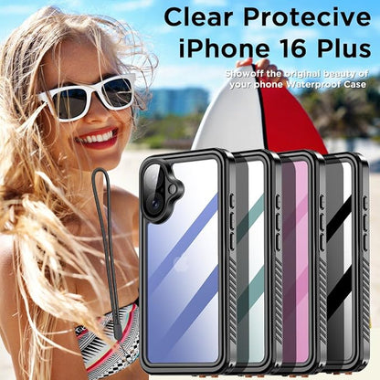 AICase Compatible with iPhone 16 Plus Case Waterproof, Clear Water Proof Built-in Screen Protector Shockproof Dustproof Snowproof Full Body Rugged Underwater Phone Case
