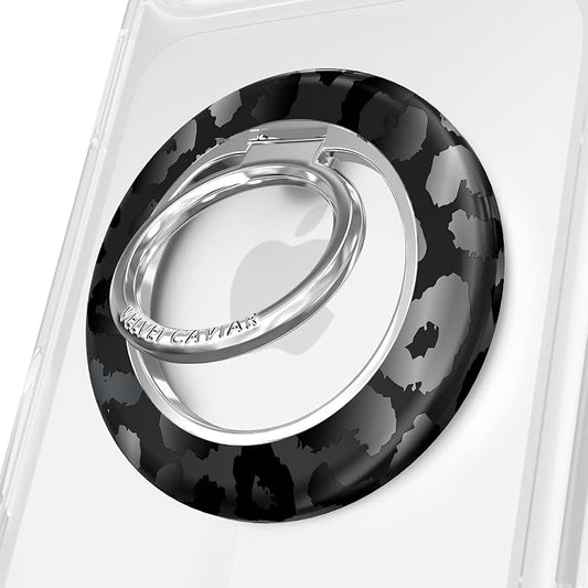 VELVET CAVIAR Compatible with MagSafe Phone Grip 2.0 | Cute Magnetic Ring Holder | Finger Loop Kickstand | Pop On Accessory for iPhone 17, 16, 15, 14, 13, 12 | Black Leopard